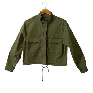 Sanctuary Utility Jacket Olive Green Cargo Pockets Drawstring Waist Sz M